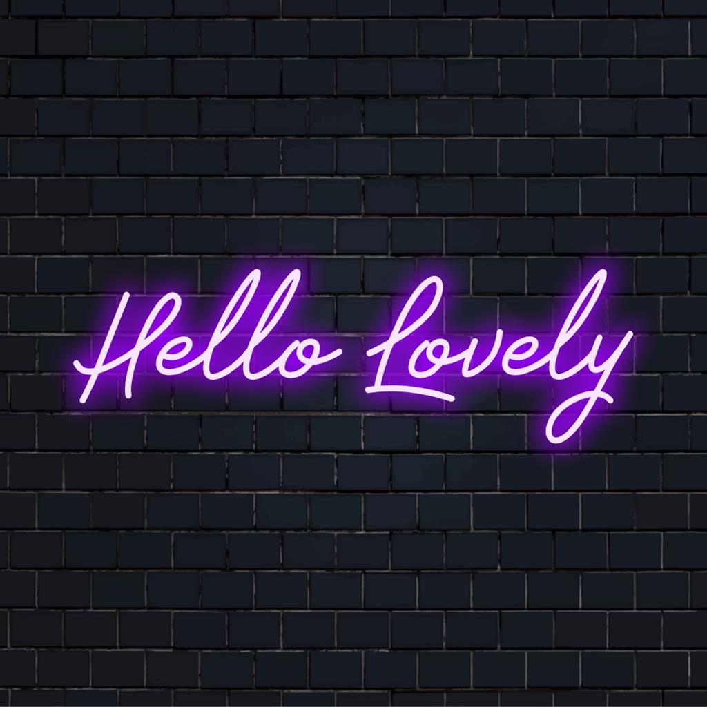 Chic och inbjudande LED-neonskylt med Hello Lovely, perfekt för personlig inredning, neonväggkonst eller anpassad neonskyltvisning.