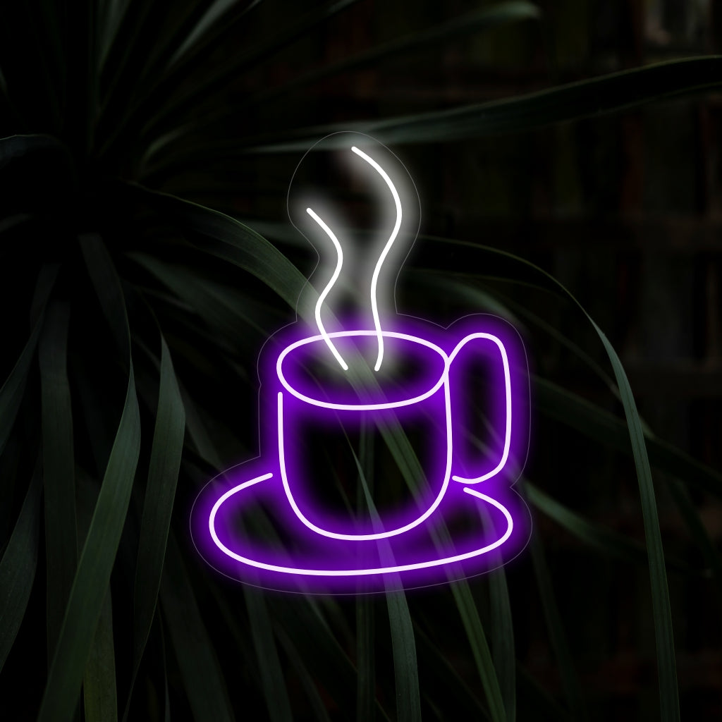 "Hot Coffee Cup Neon Sign" - Ett varmt och inbjudande tillskott till kaféer, med en rykande kaffekopp för en välkomnande och tröstande atmosfär i mysiga hörn.