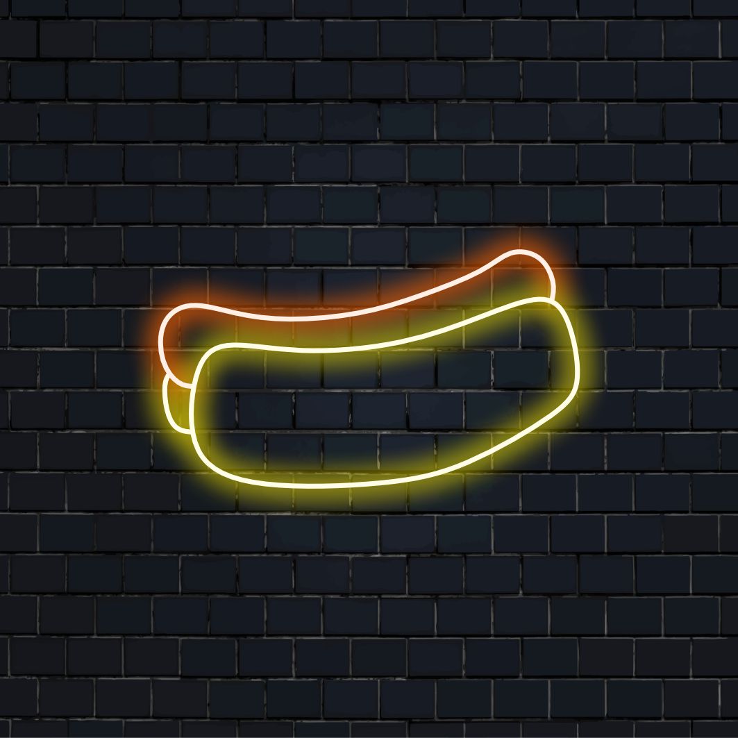 "Hot Dog Neon Sign" är ett aptitretande och retrotillägg till din restauranginteriör. Ett neonljus som visar upp den klassiska symbolen för en läcker varmkorv.