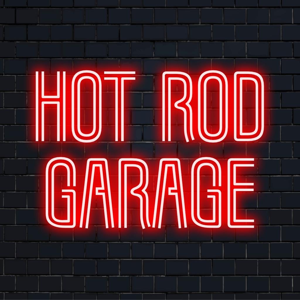 Custom Hot Road Garage LED Neonskylt med snygg typografi; en elegant mittpunkt för din vägg som förstärker alla utrymmen med en levande glöd.
