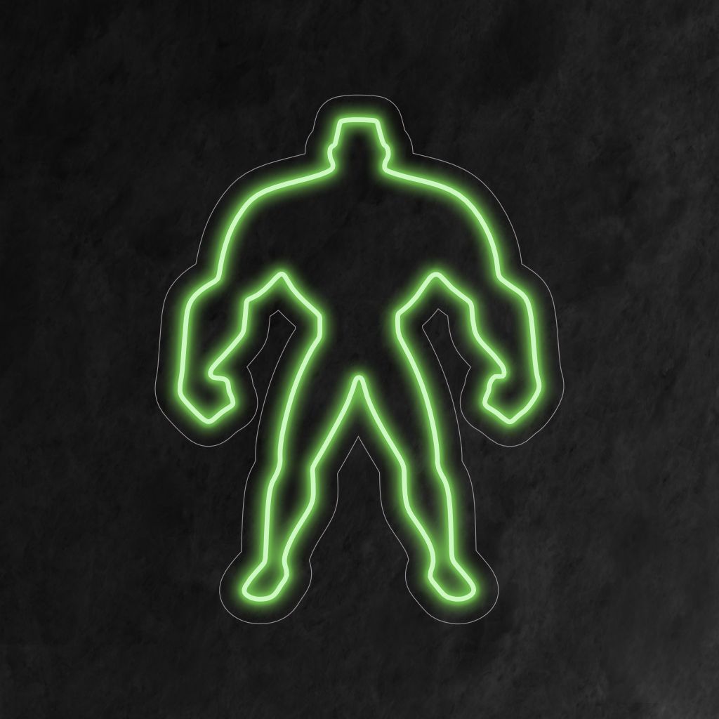 "Hulk Neon Sign" - Ett djärvt och kraftfullt tillägg till utrymmen med superhjälte-tema, med den ikoniska karaktären Hulk för en dynamisk och energisk atmosfär.