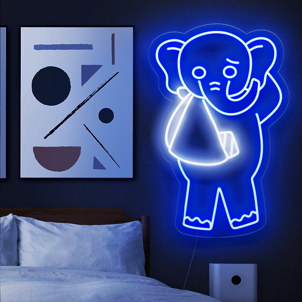 "Injured Elephant Neon Sign" - En kraftfull symbol som förespråkar elefantskydd, detta neonljus väcker medvetenhet och reflektion över utmaningarna som dessa majestätiska djur står inför.