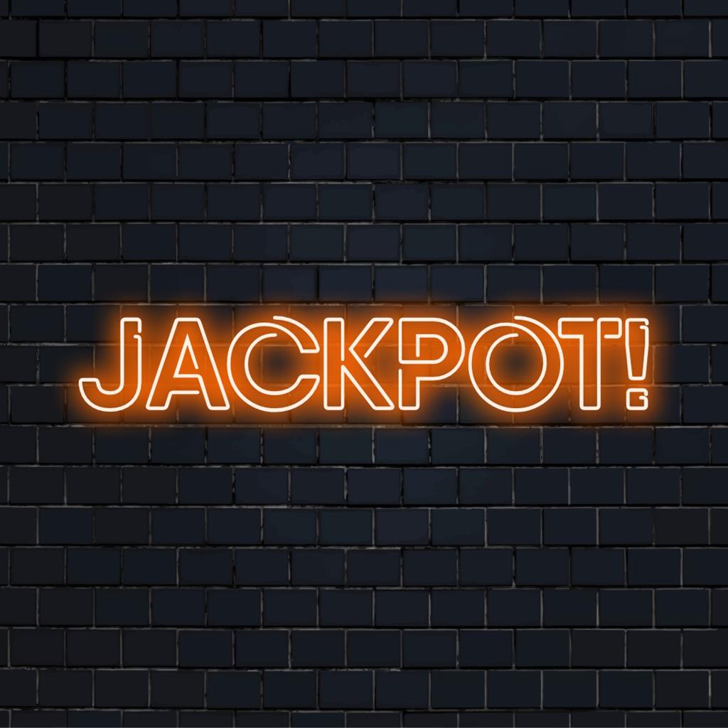 Anpassad LED neonskylt med unik Jackpot! energi, perfekt för livfulla väggdekorationer och neonkonst entusiaster.