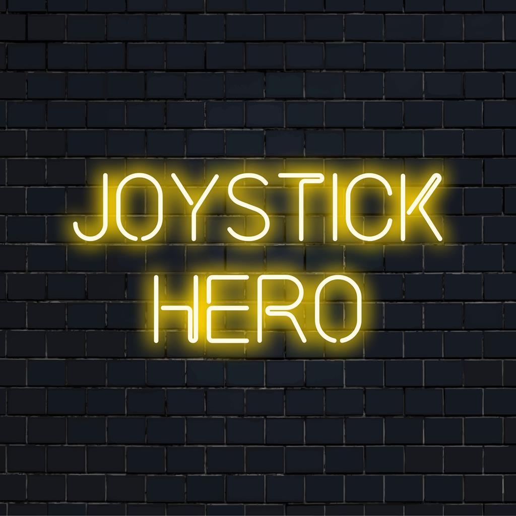 Joystick Hero anpassad LED neonskylt: levande neonljusdekor med speltema, perfekt för att lägga till energi i lekrummet.