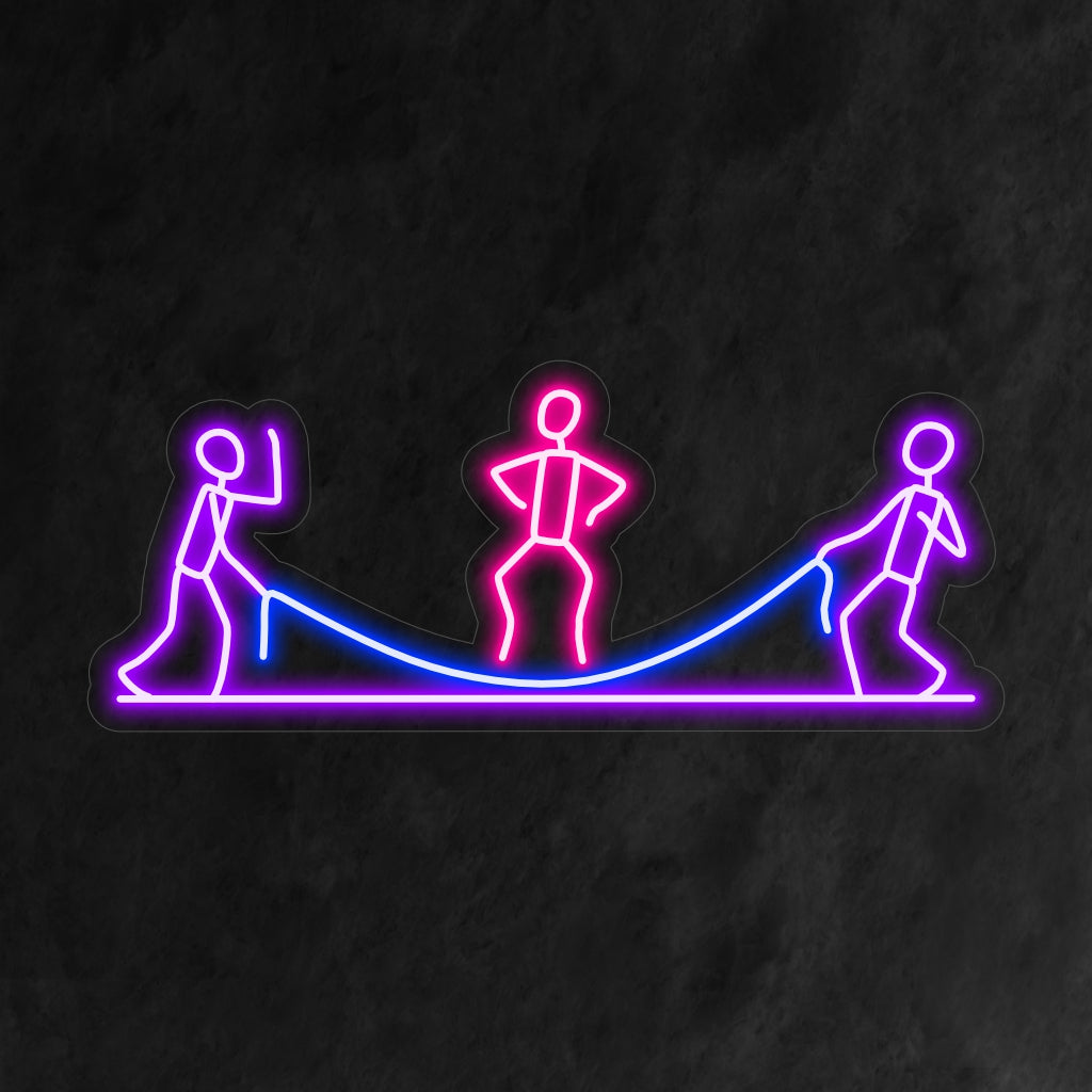 "Jumping Rope Neon Sign" är ett dynamiskt och fitnessinspirerat tillskott till din inredning. Ett neonljus som skildrar den energiska rörelsen av att hoppa rep.