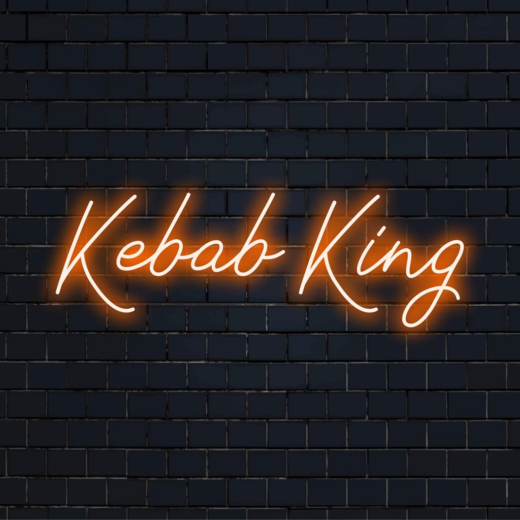 Anpassad LED neonskylt för Kebab King i livfulla färger, perfekt för att lägga till unik charm till alla matställen eller matställen.