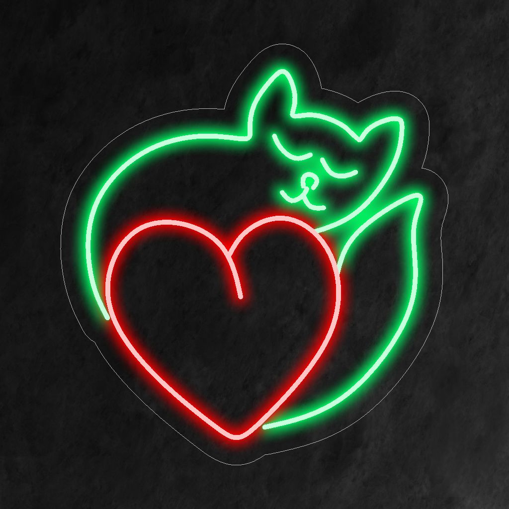 "Kitten Heart Neon Sign" är ett charmigt tillskott till alla kattälskares utrymme, som utstrålar värme med sin bedårande kattdesign. Ett neonljus som fångar essensen av en katts lekfulla hjärta.