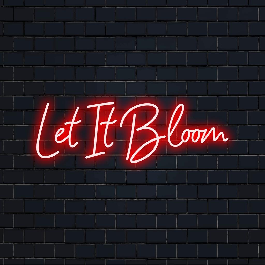 Vibrant Let It Bloom LED neonskylt, ett iögonfallande neon väggkonstverk perfekt för alla inredningar.