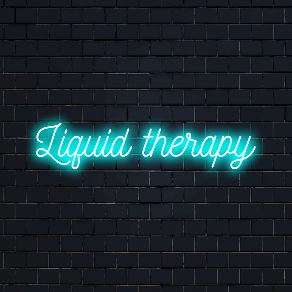 Liquid Therapy neonskylt med levande lyster, perfekt för att lägga till en unik touch till ditt utrymme. Skräddarsydd LED neonljusdekor.