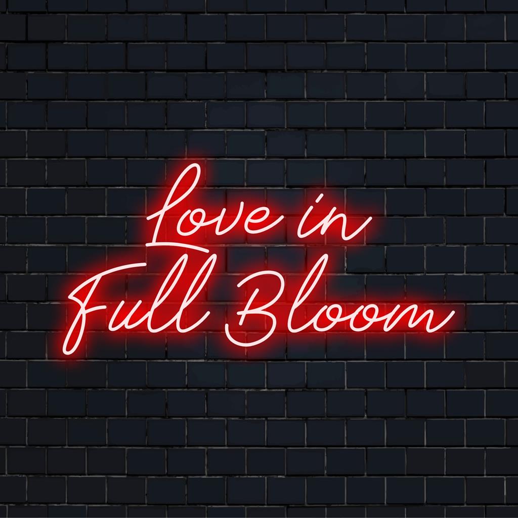 Anpassad LED-neonskylt i livfulla färger, Love In Full Bloom, perfekt för neonväggkonst och personlig neondekor.