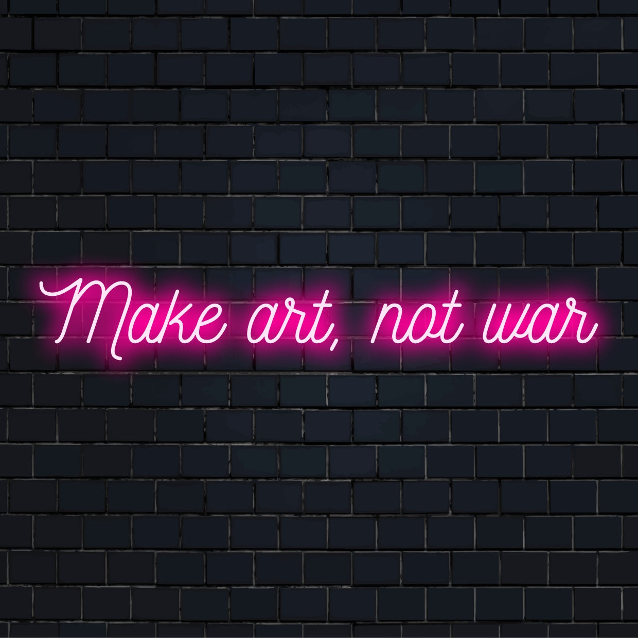Anpassad LED-neonskylt med Make Art Not War i livfulla neonfärger, perfekt för unika