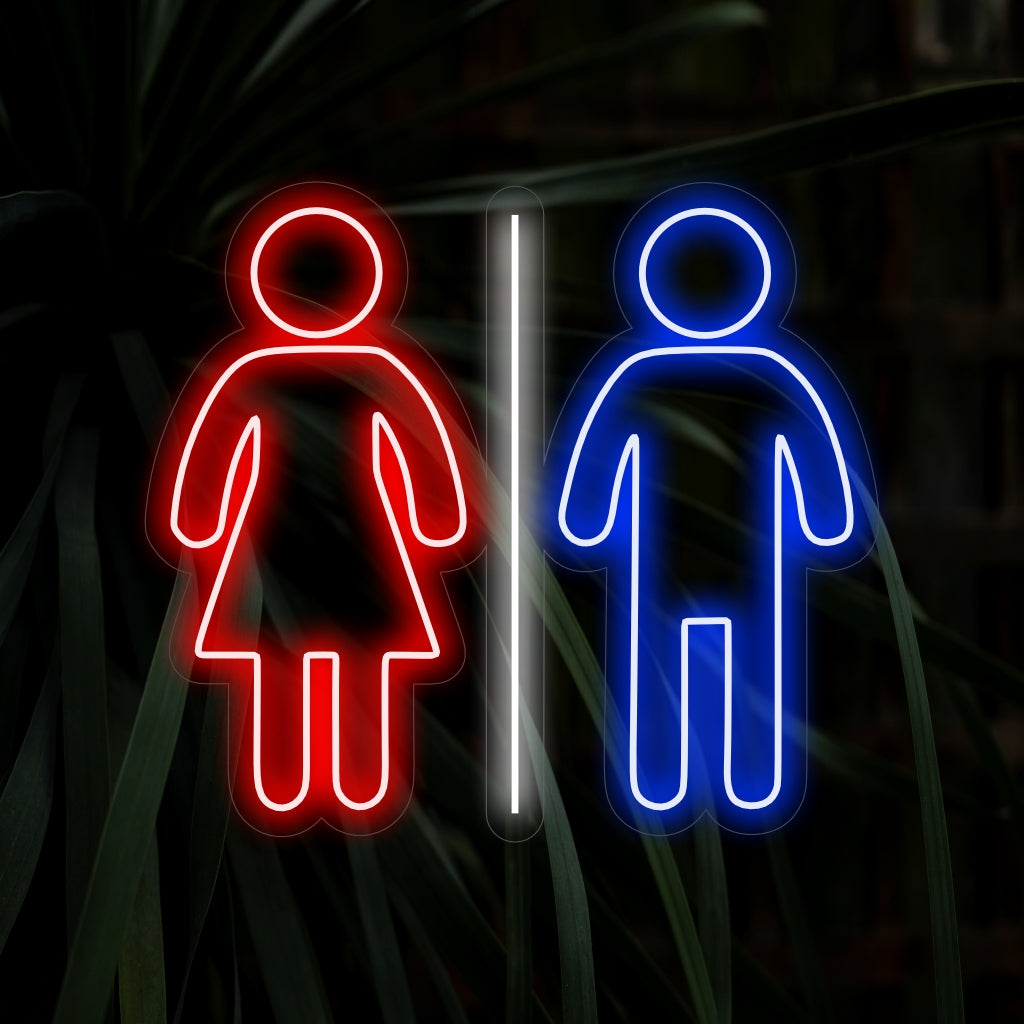 "Male And Female Toilet Neon Sign" är ett praktiskt och viktigt tillskott för toalettområden, vilket ger tydlig och elegant skyltning. Lys upp med toalettbekvämlighet!