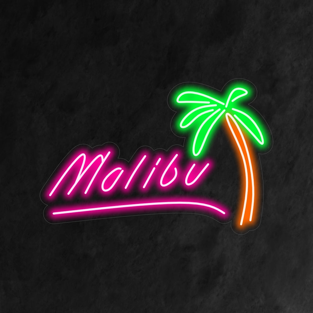 "Malibu Neon Sign" är ett strandigt och avslappnat tillskott till din interiör. Ett neonljus som fångar essensen av Malibus soliga och sorglösa vibbar.
