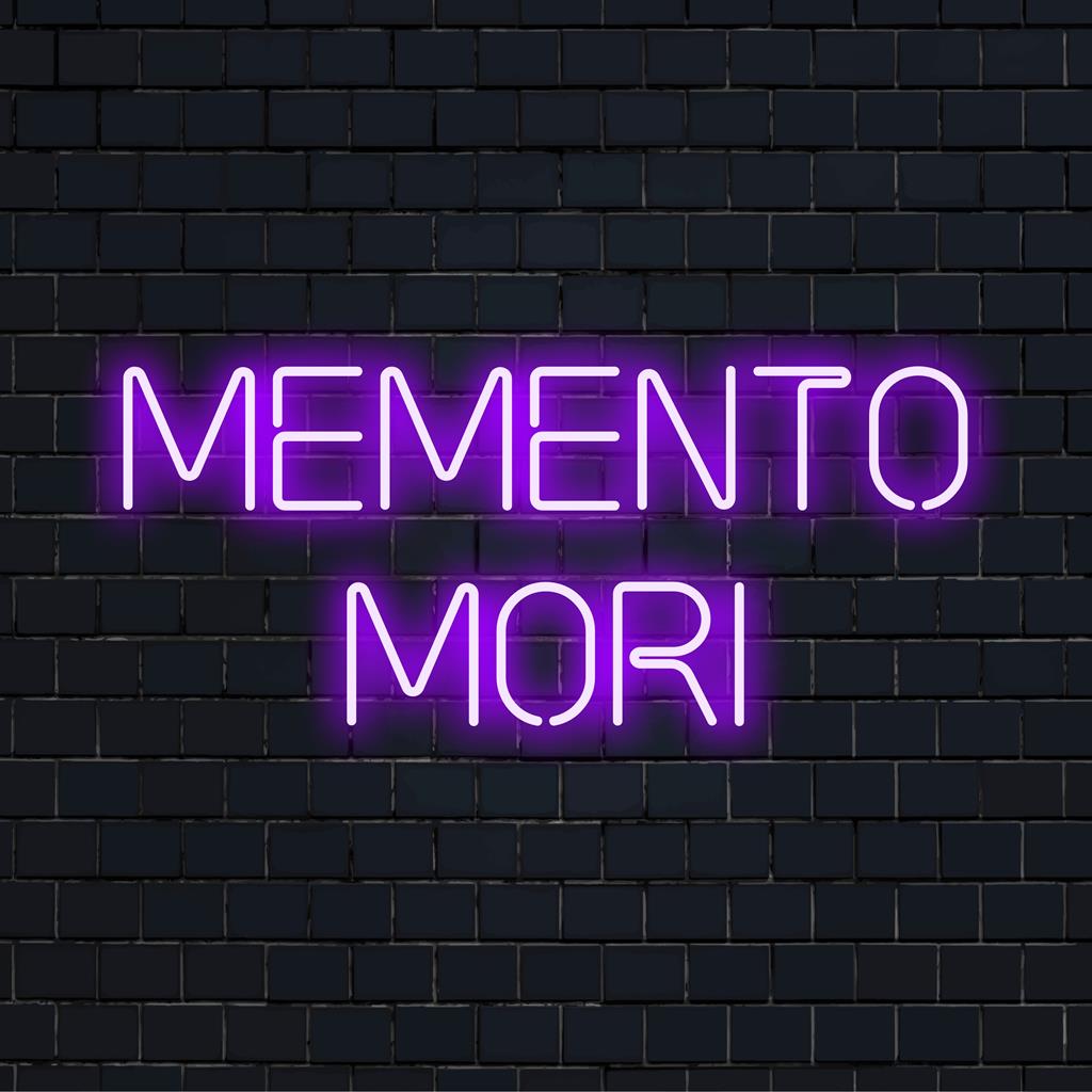 Memento Mori anpassade LED-neonskylt med fängslande neonkonst, perfekt för ett djärvt och konstnärligt dekoruttryck.