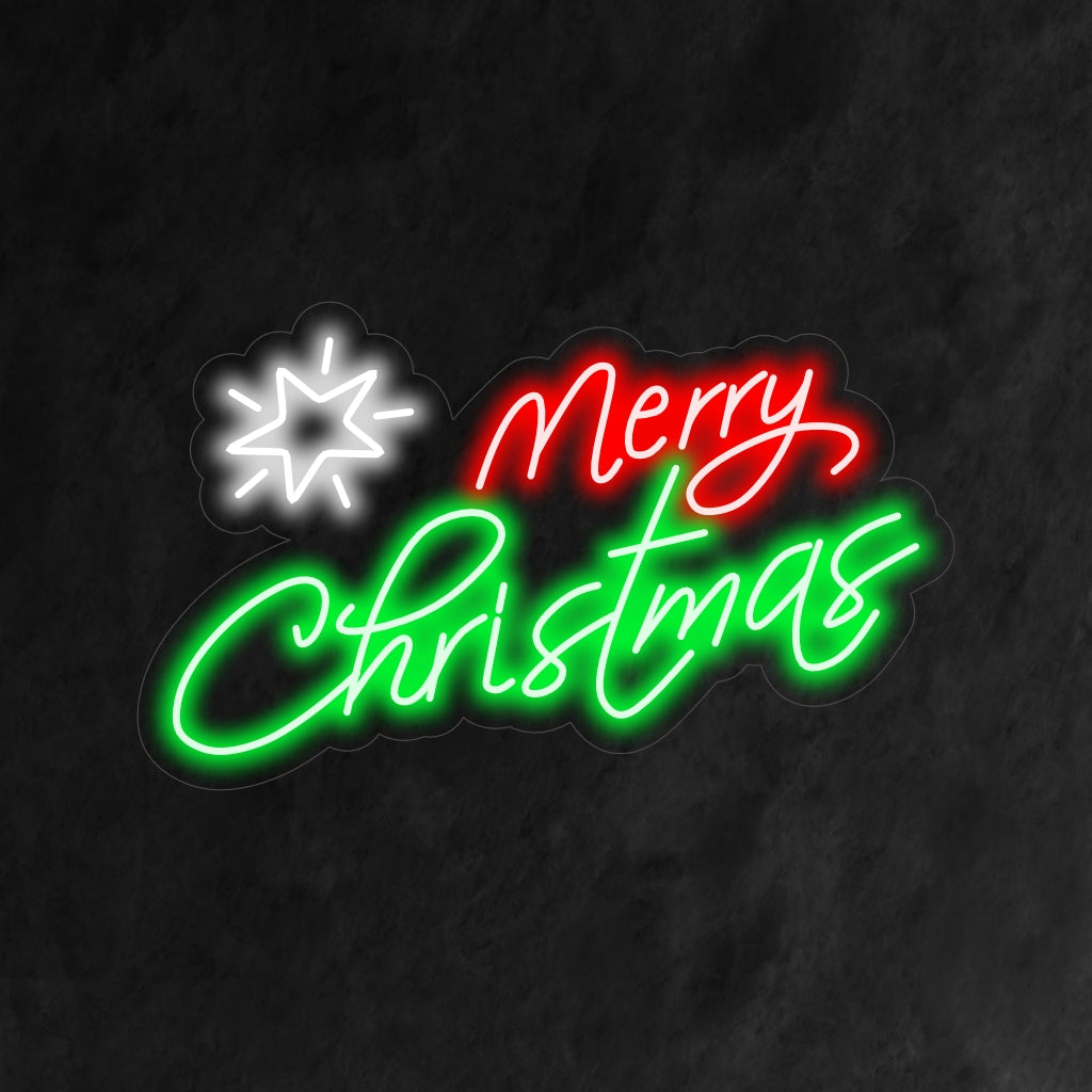 "Merry Christmas Star Snow Neon Sign" är ett festligt och förtrollande tillskott till din interiör med semestertema. Ett neonljus som ger magin av en snöig julnatt.