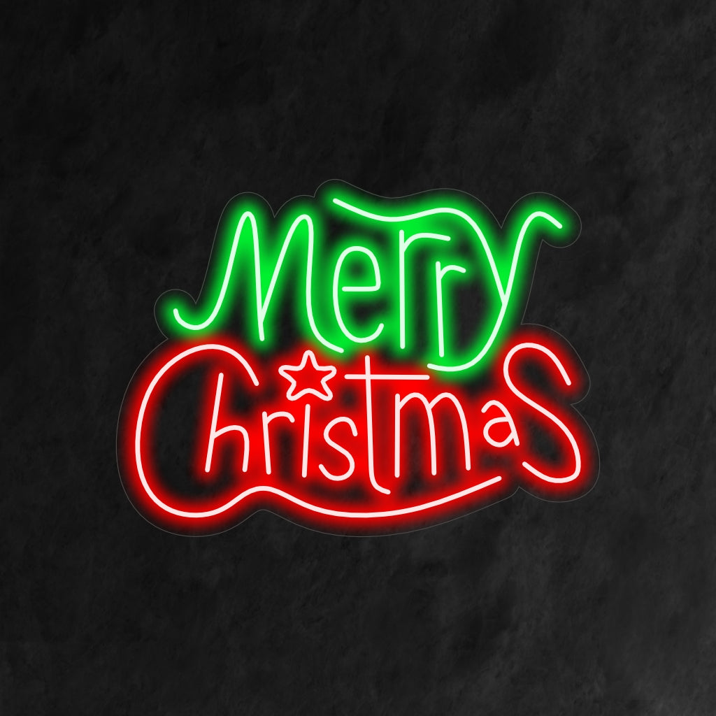 "Merry Christmas With Star Neon Sign" är ett festligt och elegant tillskott till din interiör med semestertema. Ett neonljus som tillför en touch av magi till julfirandet.