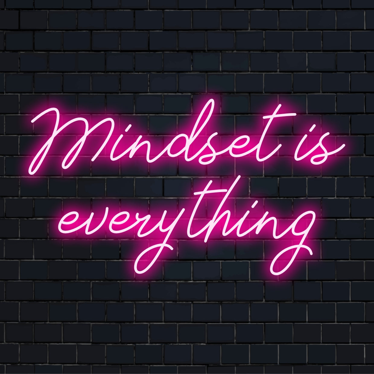Anpassad LED neonskylt med frasen Mindset Is Everything, perfekt för motiverande neonkonst och personlig inredning.