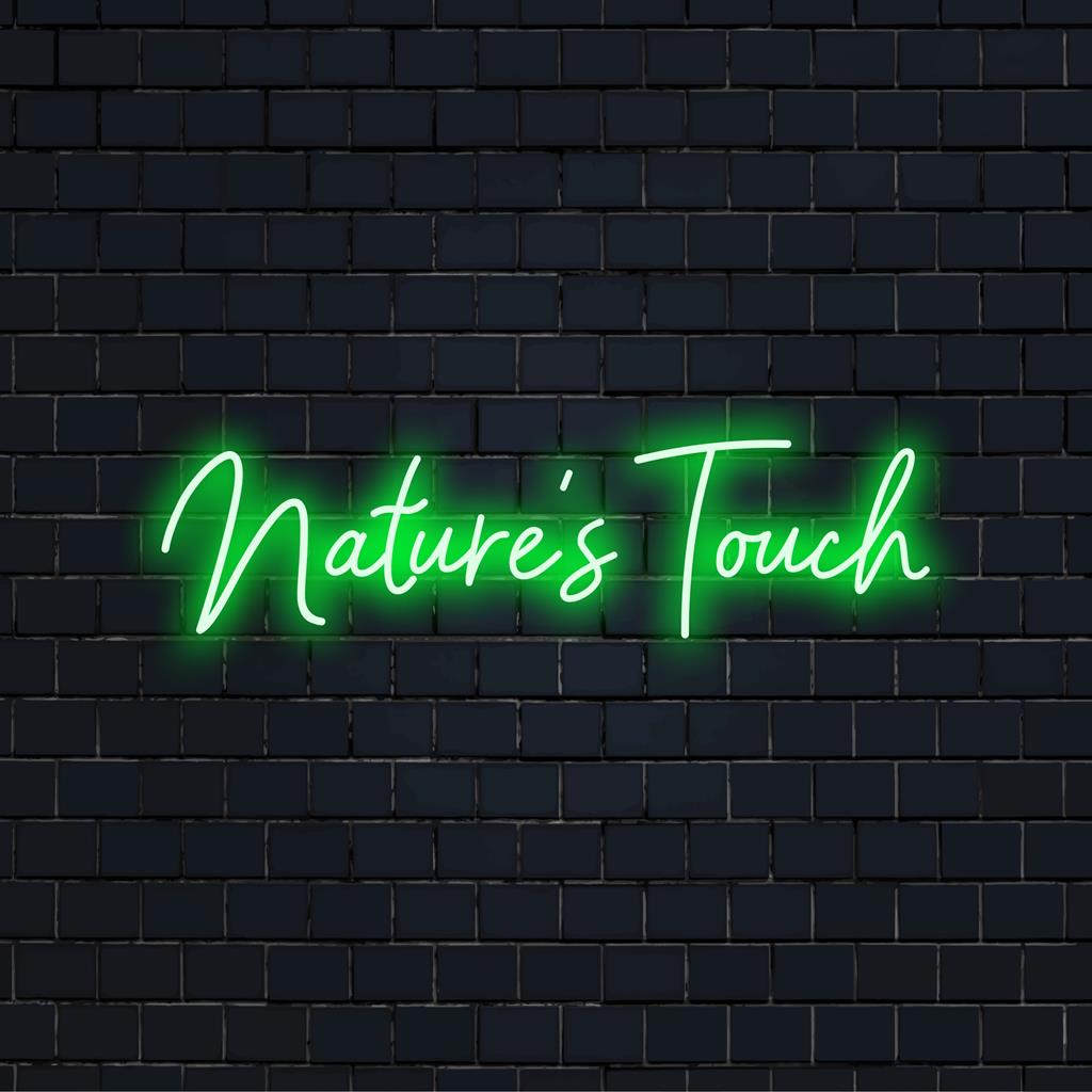 Anpassad LED-neonskylt med organiskt inspirerad design som framhäver glödande naturtema, perfekt för unik belysningsdekor.
