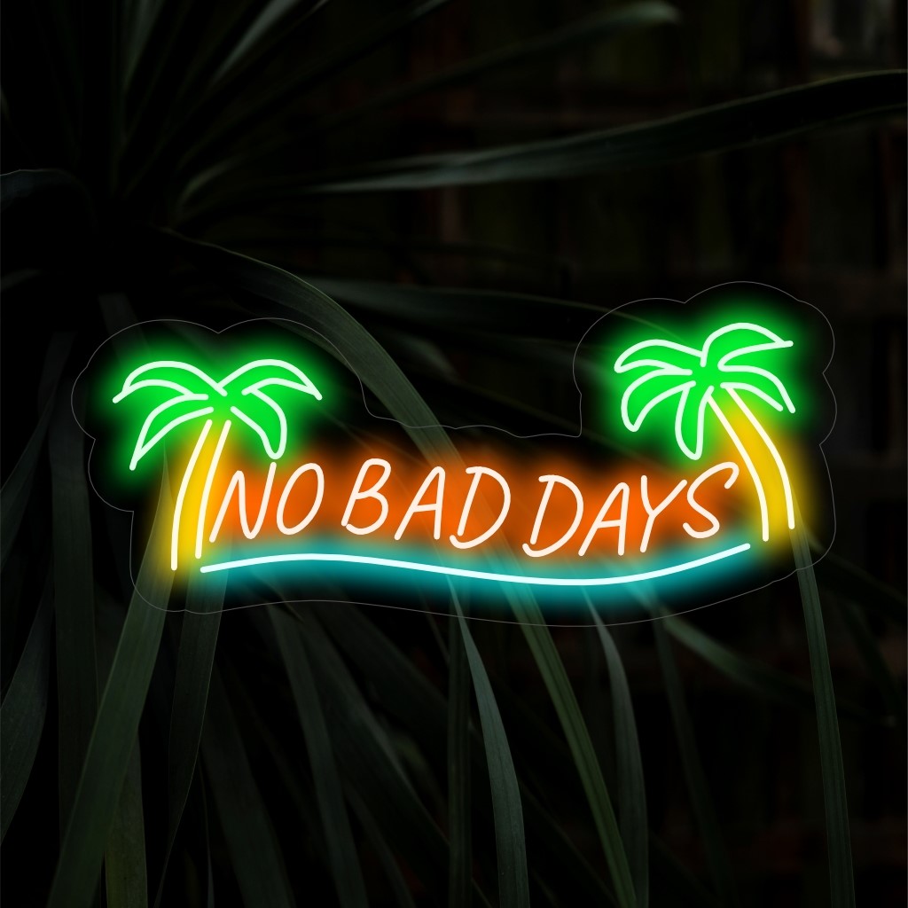 "No Bad Days Neon Sign" är ett optimistiskt och gladt tillskott, perfekt för utrymmen som utstrålar positiva vibbar. Lys upp med ett soligt inslag!