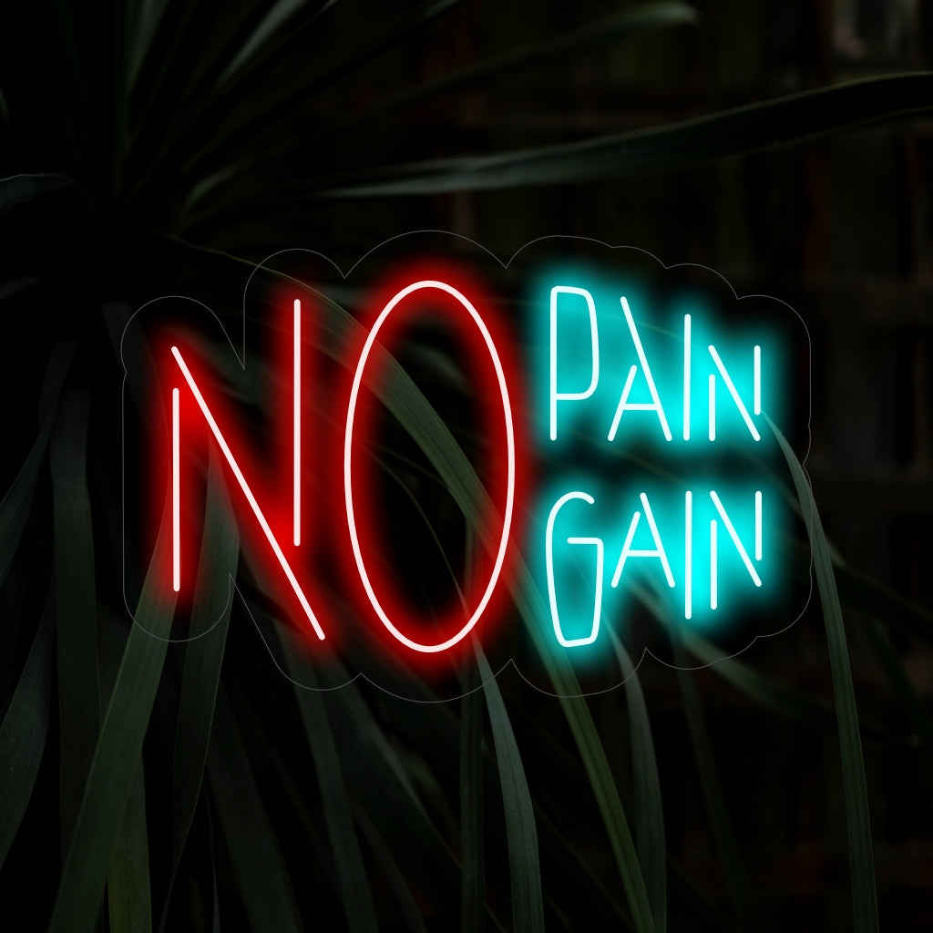 "No Pain No Gain Neon Sign" är ett energigivande och målmedvetet tillägg, perfekt för utrymmen som uppmuntrar att tänja på gränser. Lys upp med framstegstänkandet!