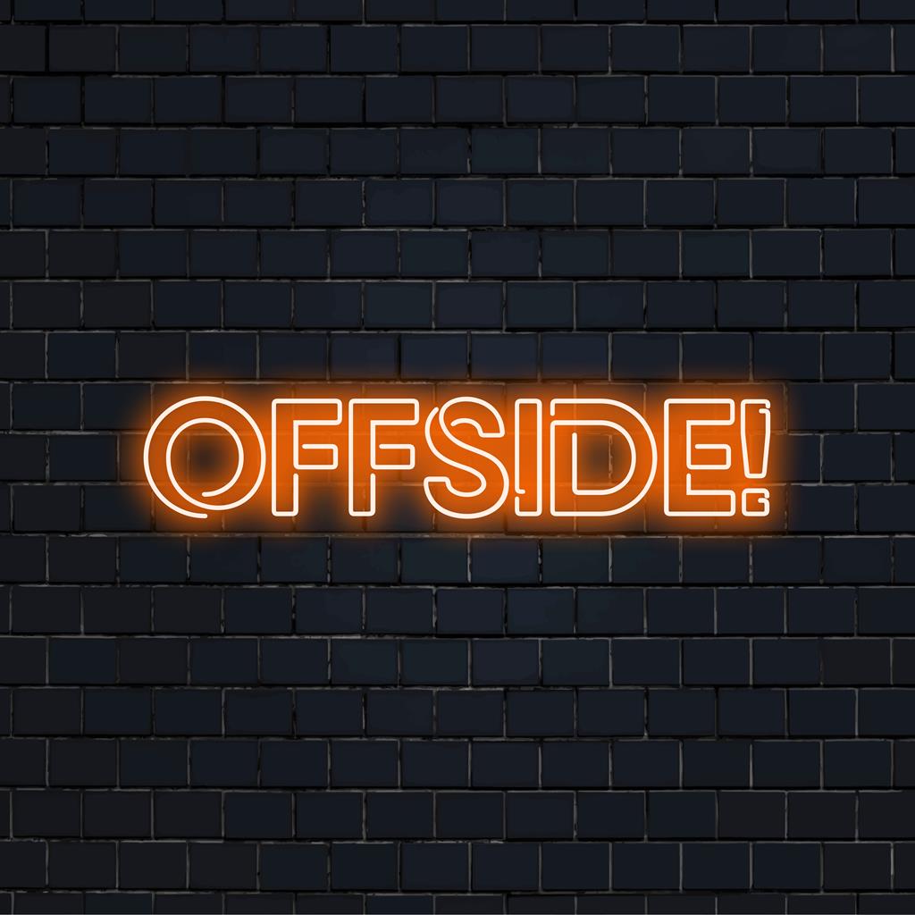 Skräddarsydd LED-neonskylt som visar levande konst med offside-tema, perfekt för neonväggar och personliga utrymmen.