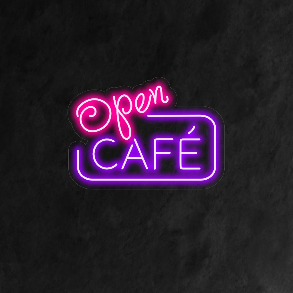 "Open Cafe Neon Sign" är ett välkomnande och inbjudande tillägg, perfekt för utrymmen som hyllar värmen i en kaféatmosfär. Lys upp med löftet om öppna dörrar och mysig atmosfär!