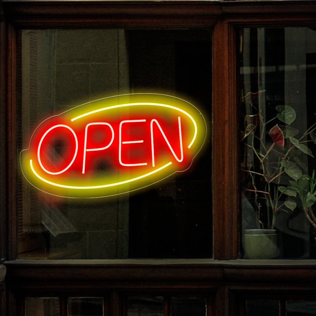 "Open Neon Sign" är ett klassiskt och välkomnande tillägg, perfekt för företag som vill signalera sin tillgänglighet. Lys upp med ett inbjudande sken!