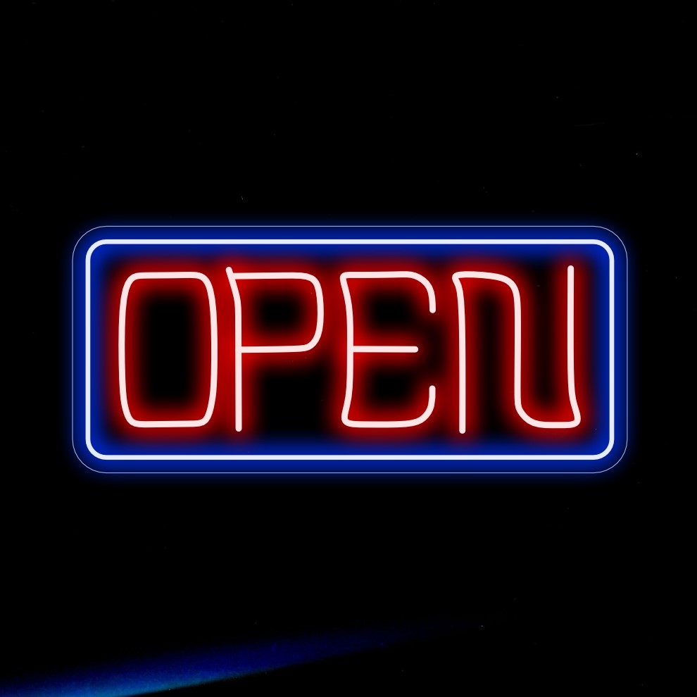 "Open Neon Sign" är en ledstjärna för gästfrihet, perfekt för utrymmen som välkomnar gäster med värme och öppenhet. Lys upp med en vänlig och inbjudande aura!