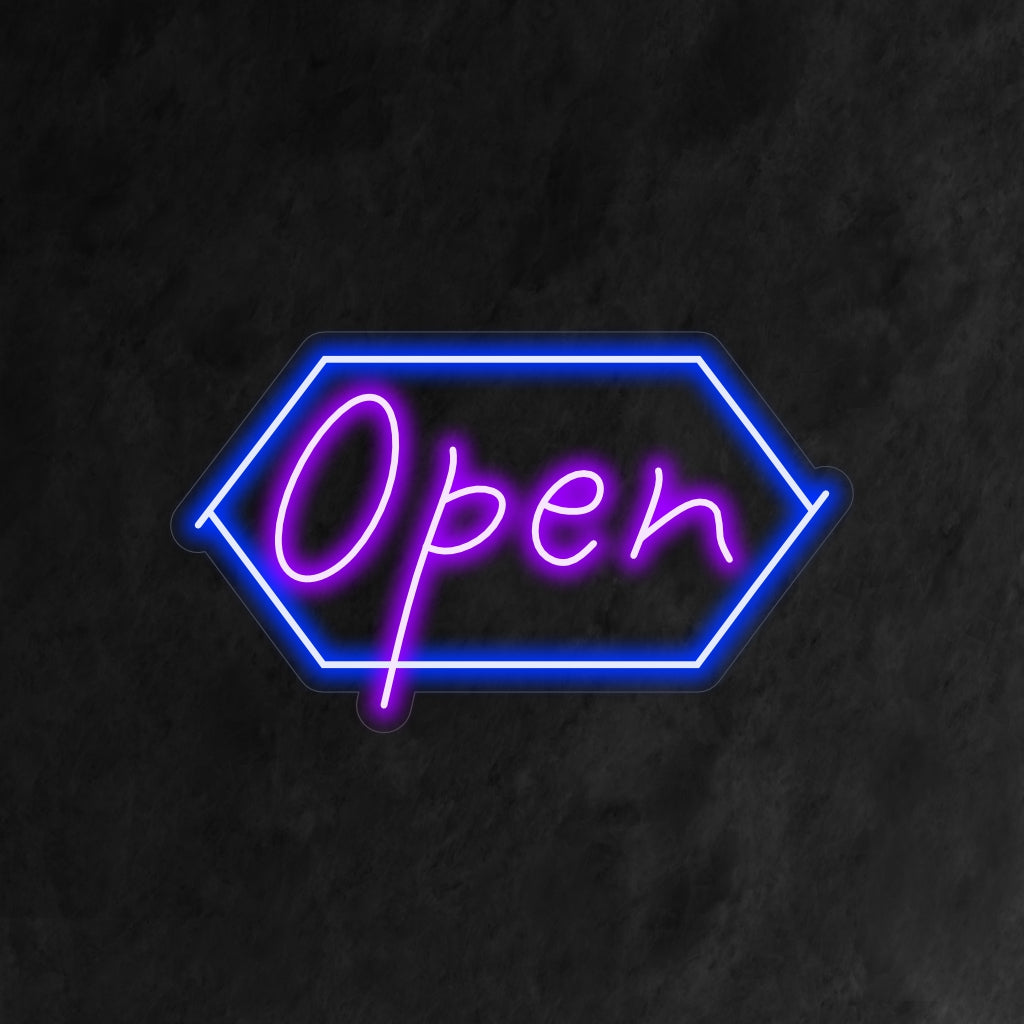 "Open Neon Sign" är en klassisk symbol för tillgänglighet, perfekt för företag som är redo att servera. Lys upp med en öppen och inbjudande utstrålning!