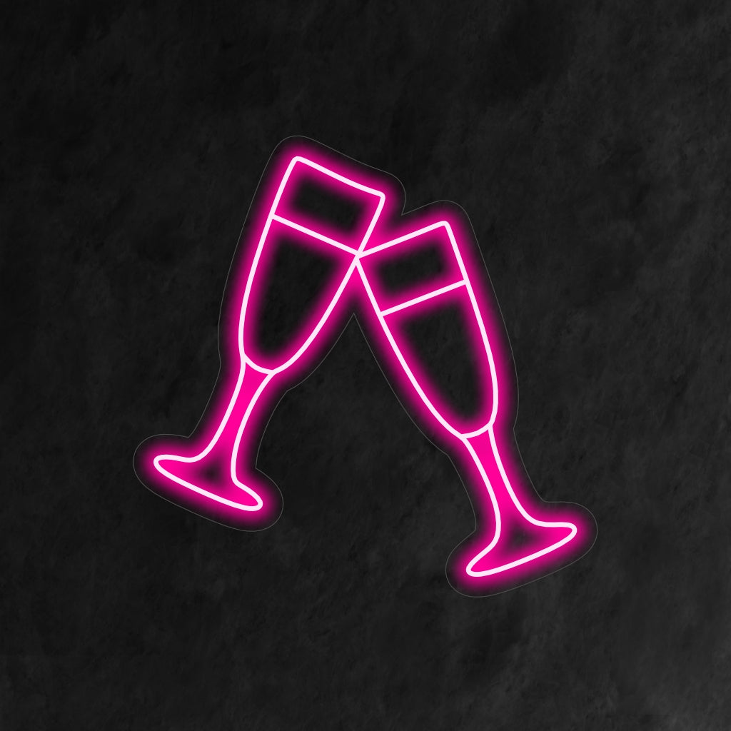 "Pair of Champagne Glasses Neon Sign" är ett elegant och festligt tillskott, perfekt för utrymmen som framkallar atmosfären av skålar och speciella tillfällen. Lys upp med en touch av sofistikering och glädje!