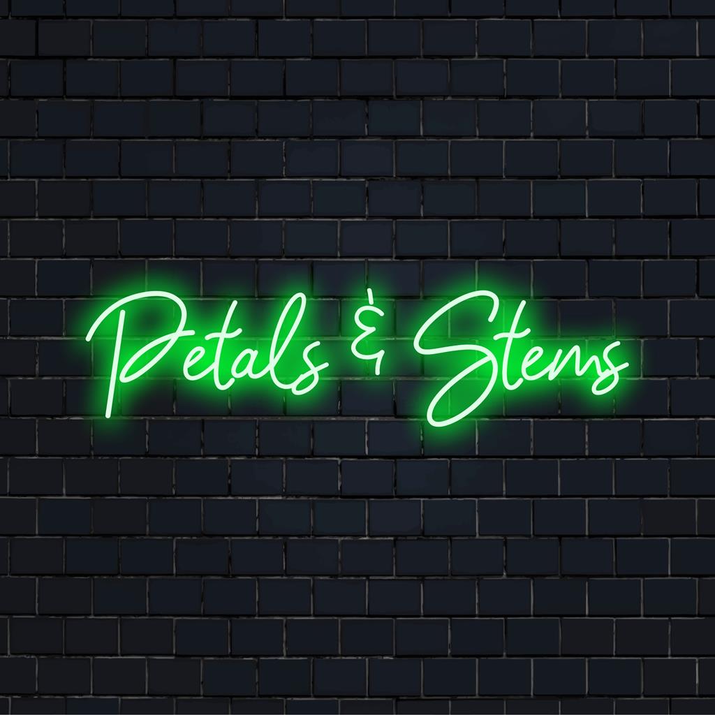 LED neonskylt, konstnärlig blandning av glödande kronblad och stjälkar; perfekt för levande modern väggkonst och unik heminredning.