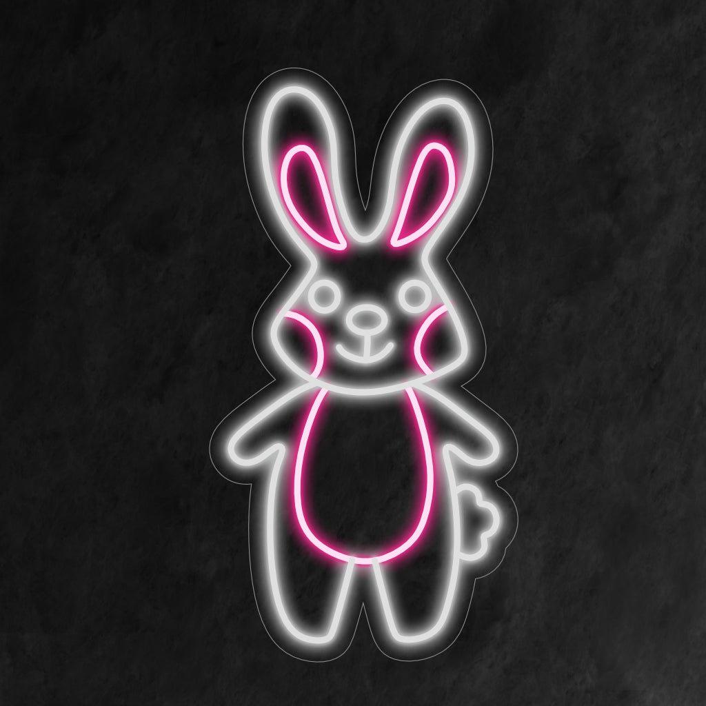 "Rabbit Neon Sign" är ett bedårande och nyckfullt tillägg, perfekt för utrymmen som hyllar kaninernas charm. Lys upp med sötheten och lekfullheten hos dessa lurviga varelser!