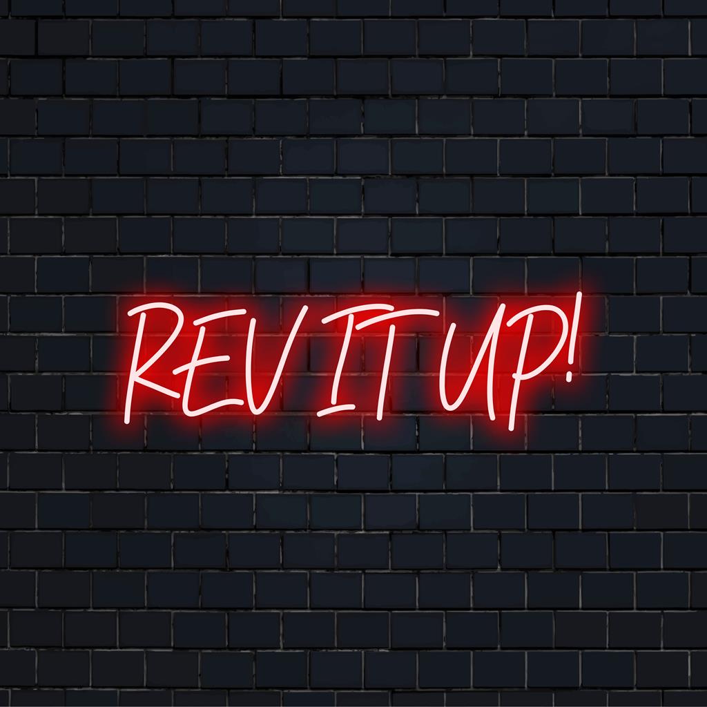 Vibrant Rev It Up! Anpassad LED neonskylt; perfekt neondekor som lägger till unik stil och livlig energi till alla miljöer.