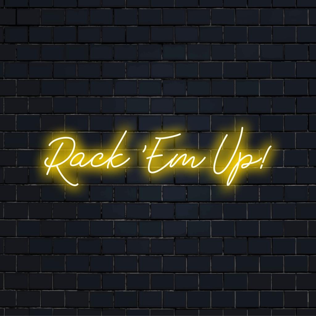Skräddarsydd LED neonskylt med Rock 'Em Up! design; mångsidig neon väggkonst perfekt för personlig inredning.