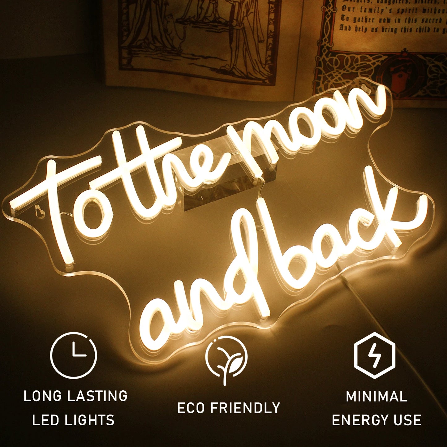 Till Månen och Tillbaka 5V USB LED Ljusskylt - Budgetvänlig