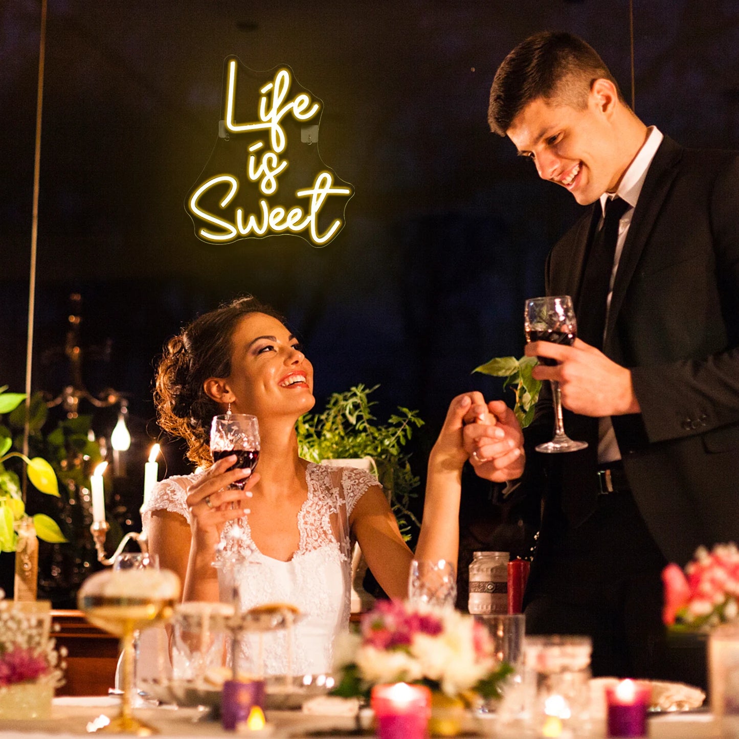 Life is Sweet 5V USB LED Ljusskylt - Budgetvänlig