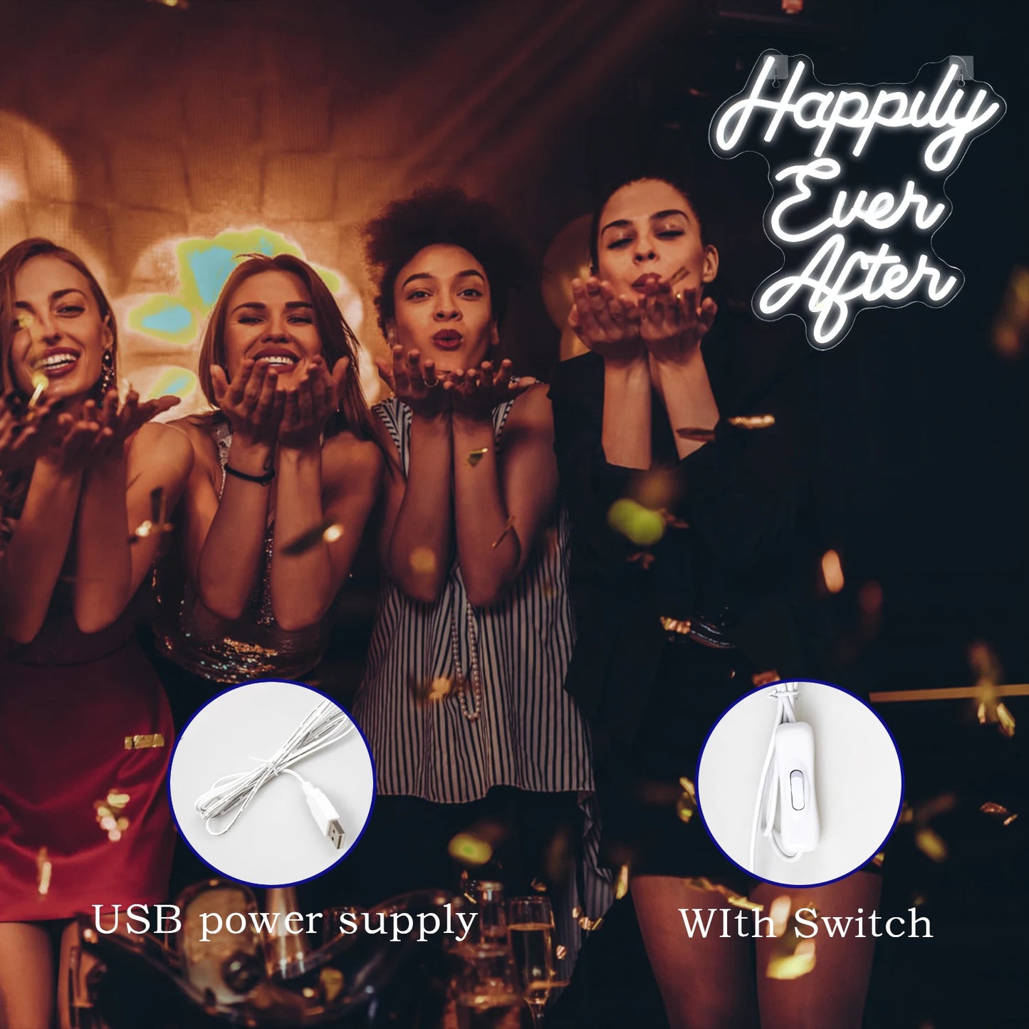 Happily Ever After 5V USB LED Neonskylt - Budgetvänlig