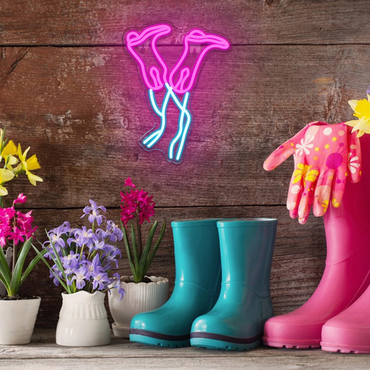 Rosa Cowboystövel 5V USB LED Ljusskylt - Prisvänlig