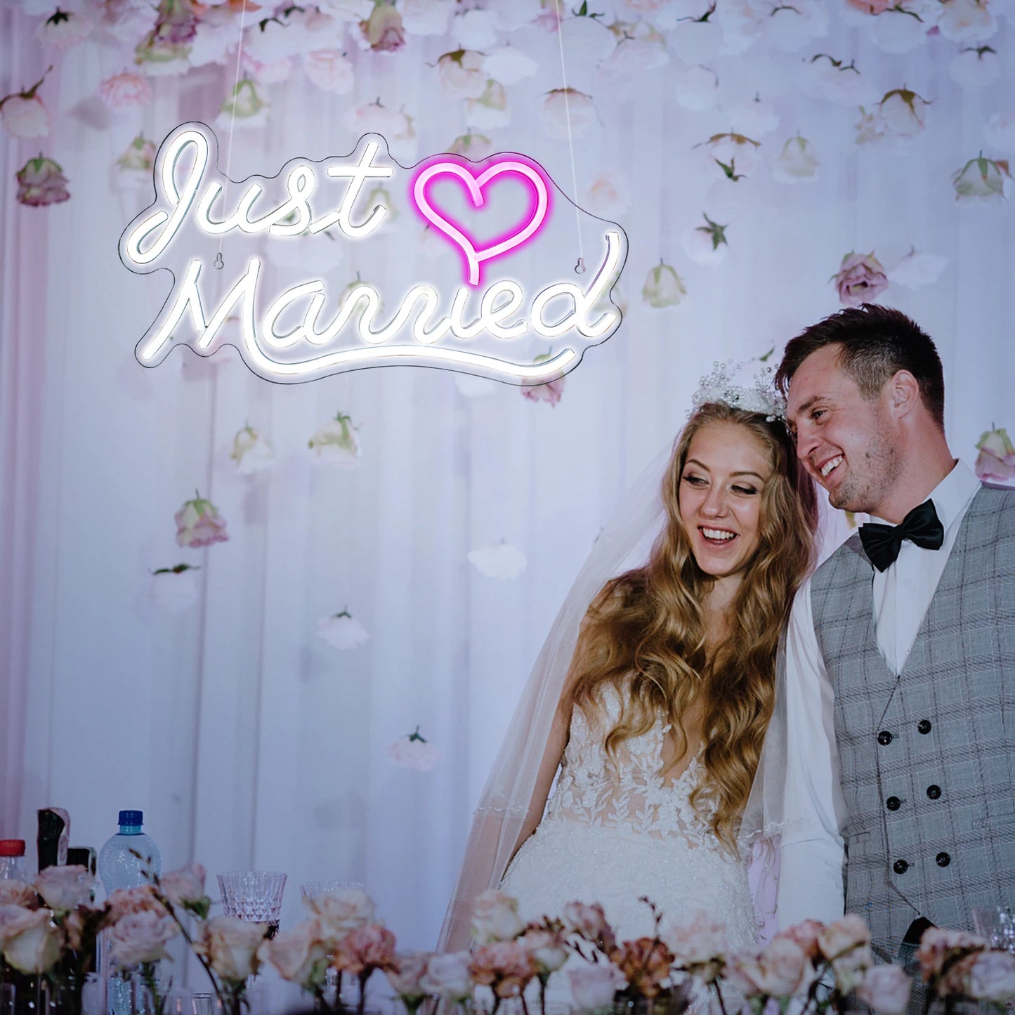 Just Married 5V USB LED Ljusskylt - Budgetvänlig