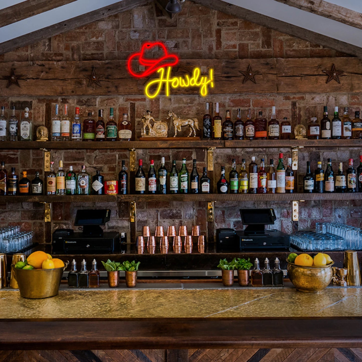 Howdy Cowboyhatt 5V USB LED Ljusskylt - Budgetvänlig