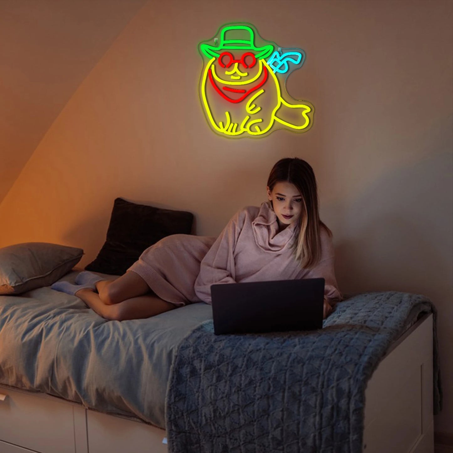 Cowboykatt 5V USB LED Ljusskylt - Budgetvänlig