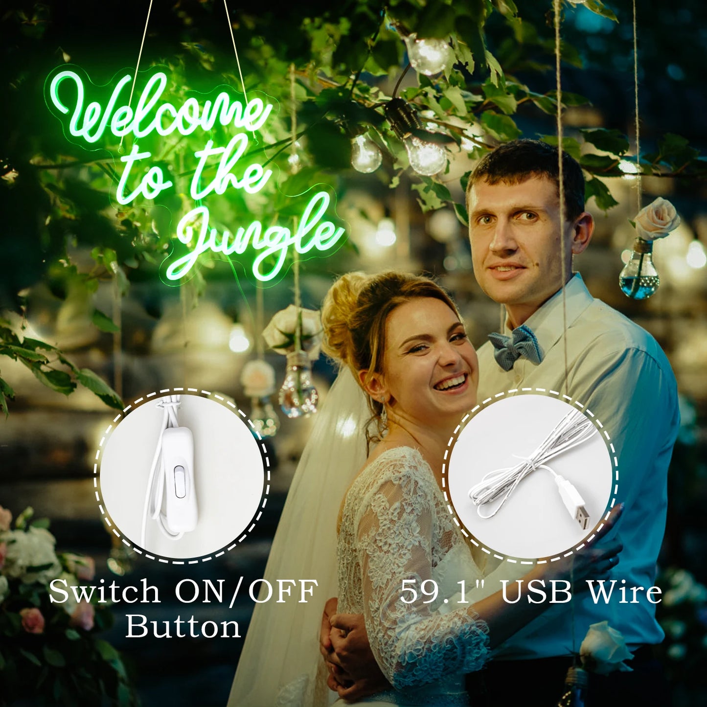 Welcome To The Jungle 5V USB LED Neonskylt - Prisvänlig