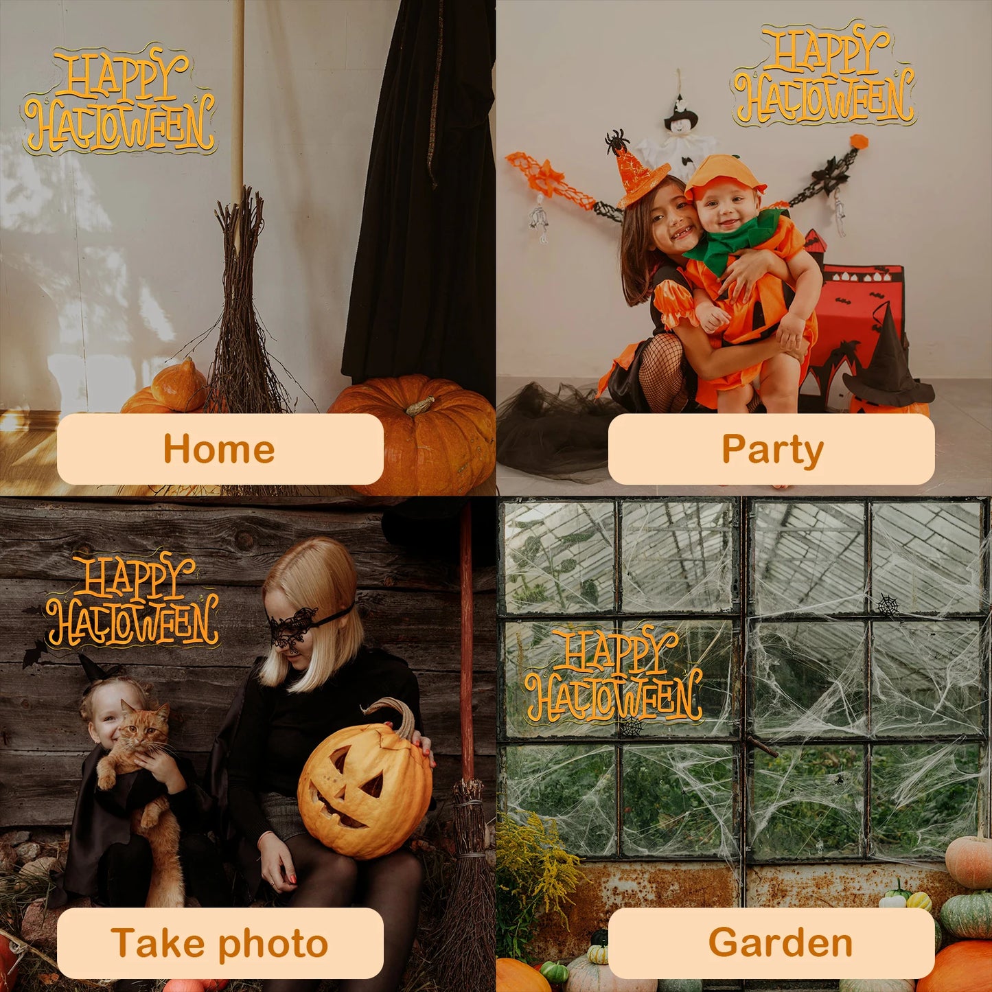 Glad Halloween 5V USB LED Ljusskylt - Prisvärd