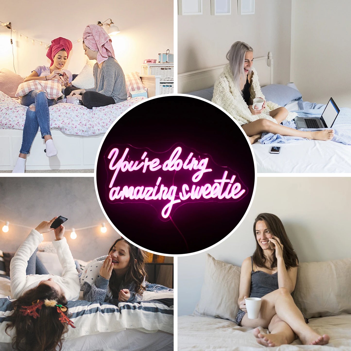 Du Gör Det Fantastiskt Sweetie 5V USB LED Ljusskylt - Budgetvänlig