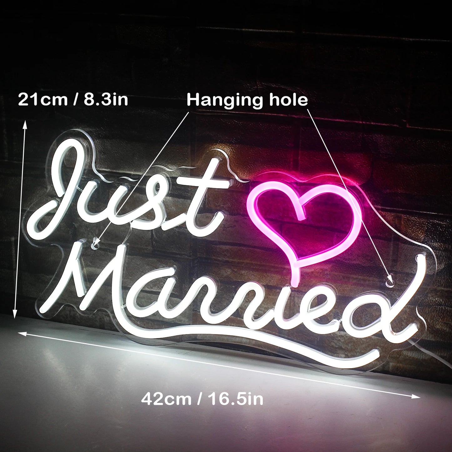 Just Married 5V USB LED Ljusskylt - Budgetvänlig