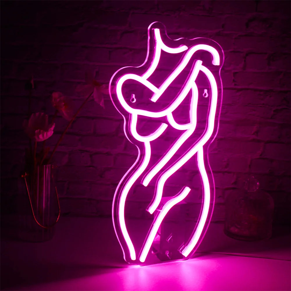 Sexig Dam Natt 5V USB LED Neonskylt - Prisvärd