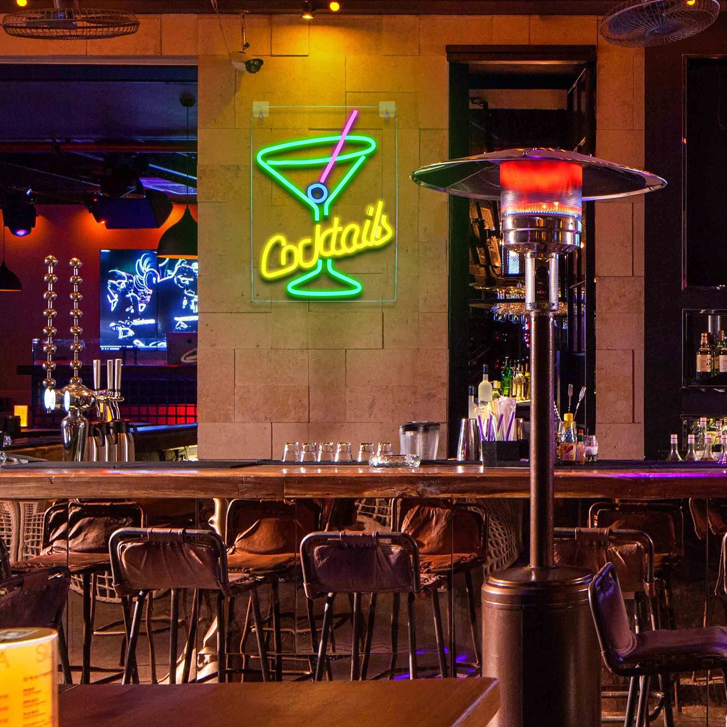 Gröna Cocktails 5V USB LED Ljusskylt - Prisvärd