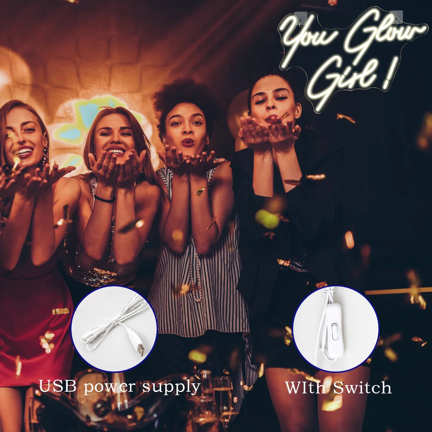 You Glow Girl 5V USB LED Ljusskylt - Prisvänlig