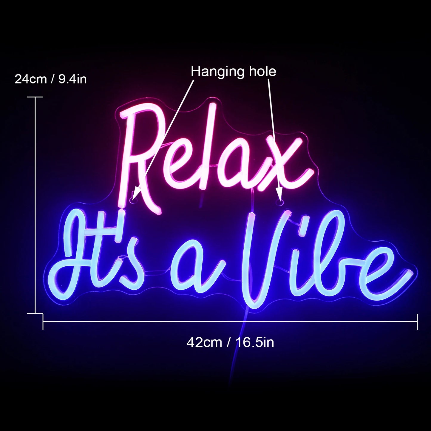 Relax It's a Vibe 5V USB LED Ljusskylt - Prisvänlig