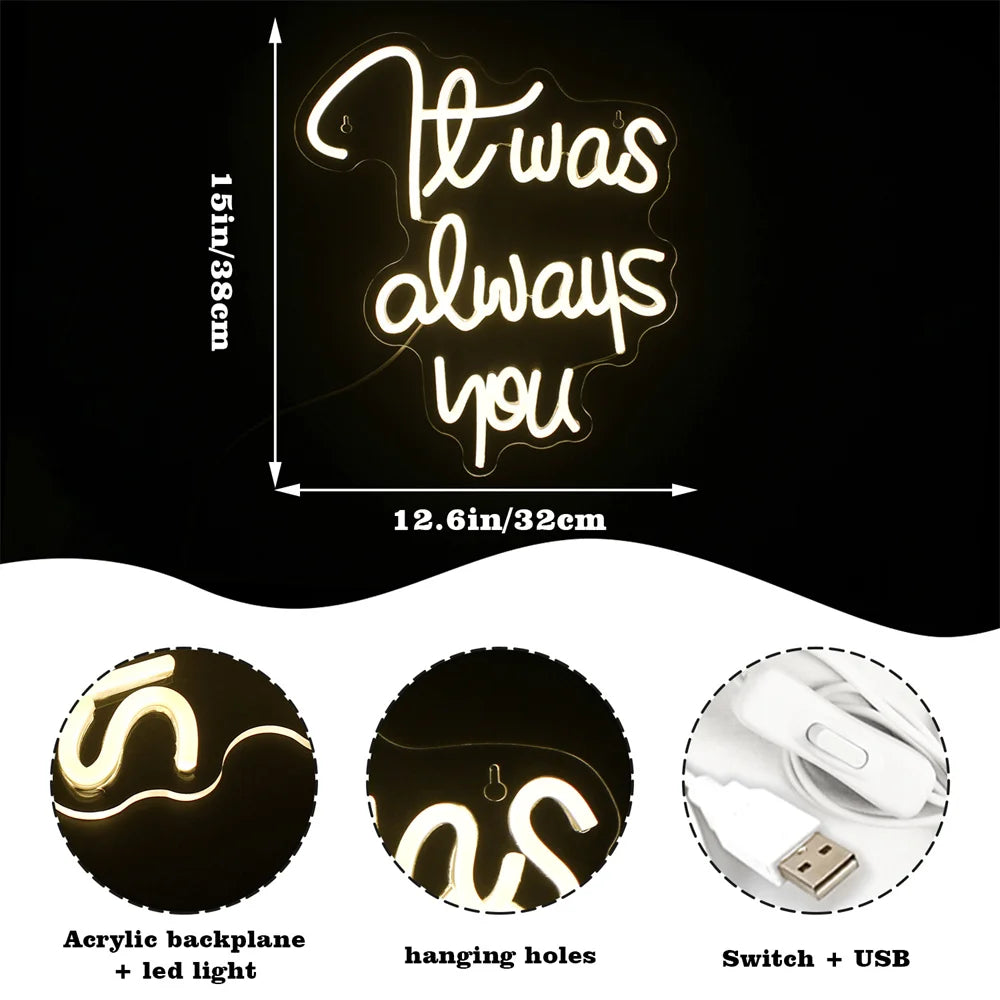 Det var alltid du 5V USB LED Ljusskylt - Budgetvänlig